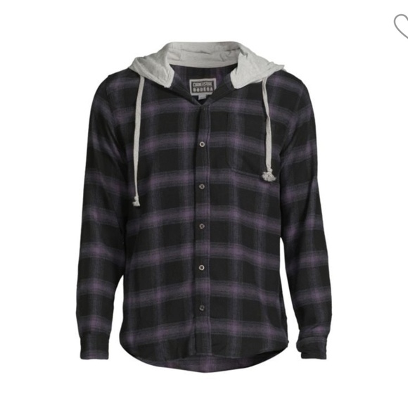 PLAID HOODED SHIRT JACKET - Picture 1 of 3